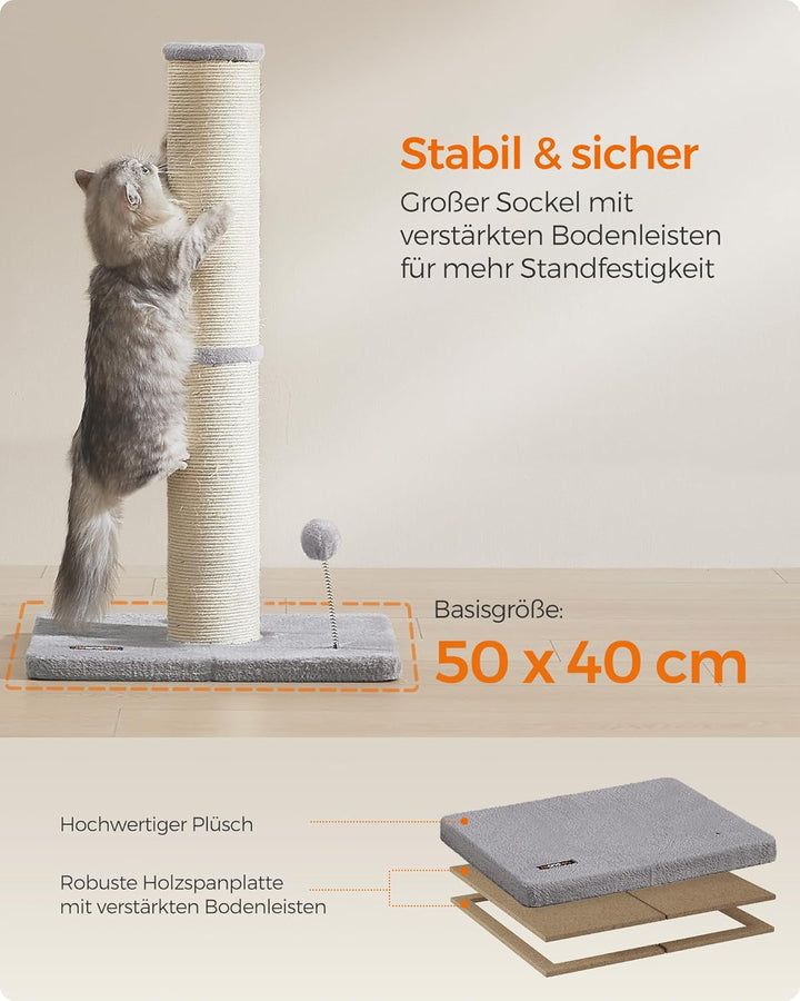 Feandrea Kratzbaum, 85 cm hoch, Kratzsäule XL, 13 cm Dicker Stamm, Katzenbaum, Kratzstamm für mittel