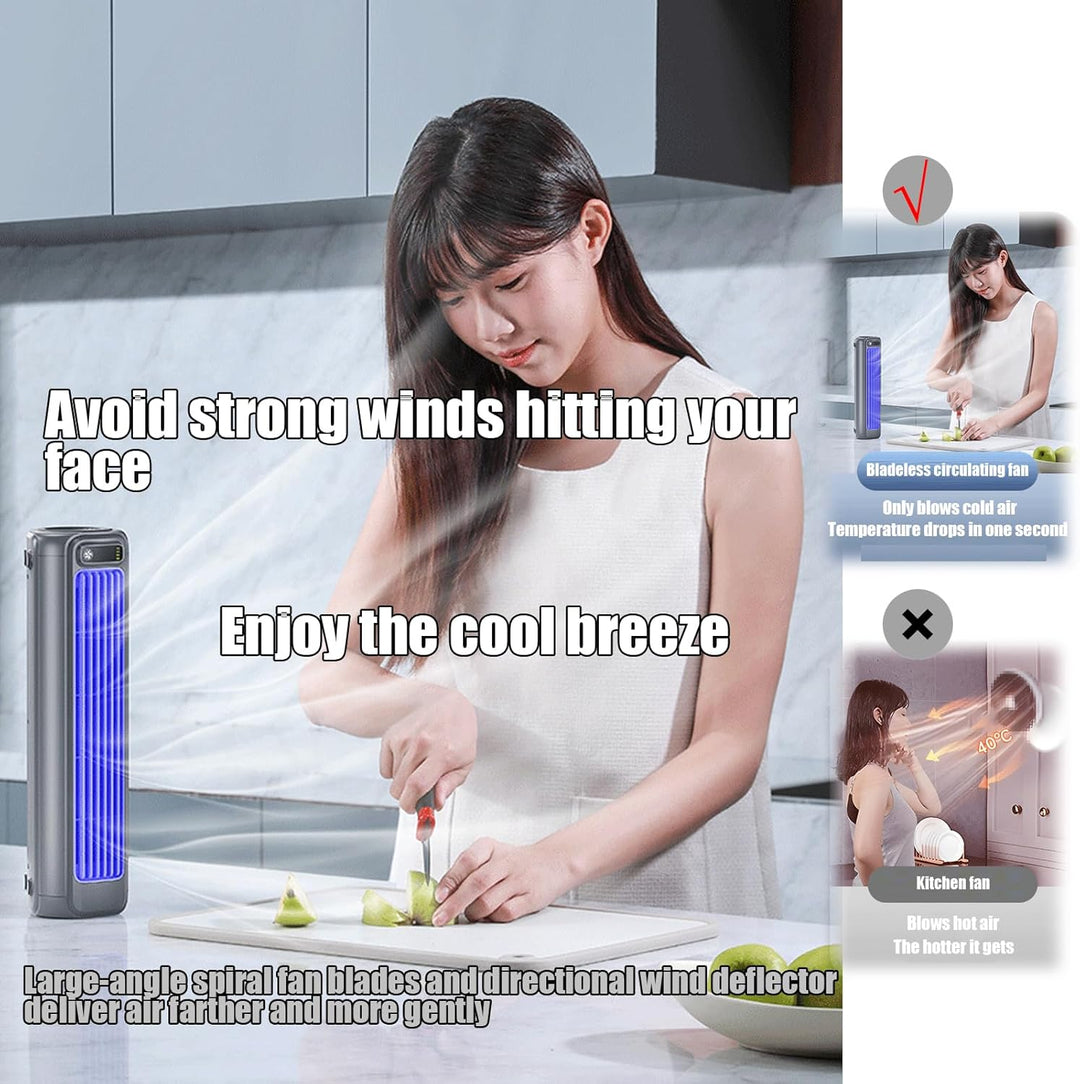 Festberg Cooling Ace,Portable Klimagerät,Wand Kabelloser Bladeless Mobile Air Cooler,Quiet Desktop T