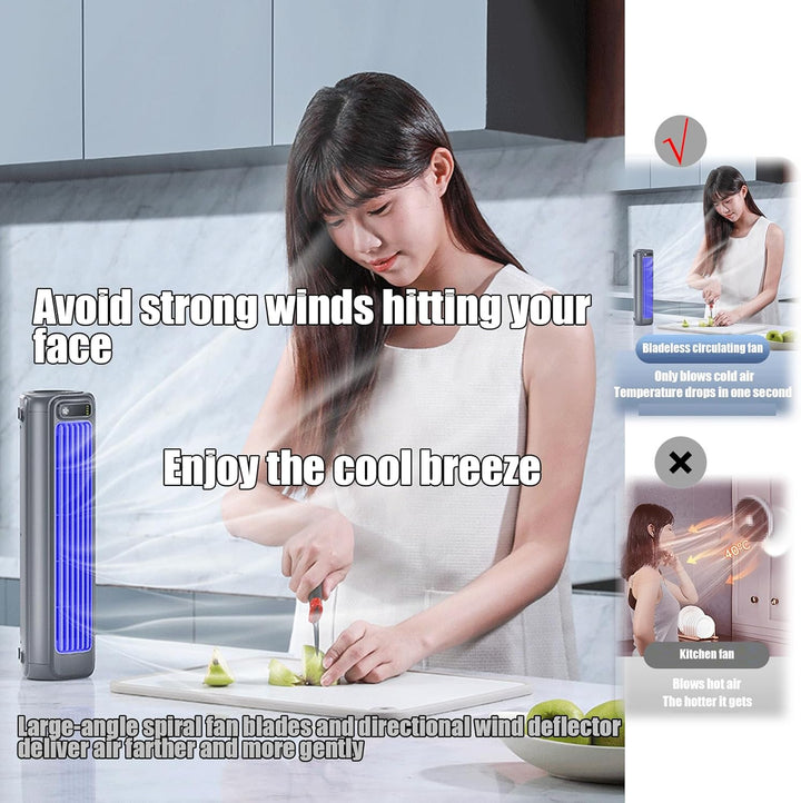 Festberg Cooling Ace,Portable Klimagerät,Wand Kabelloser Bladeless Mobile Air Cooler,Quiet Desktop T