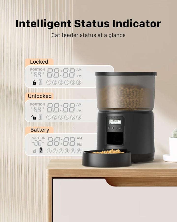 BEMOONY Futterautomat Katze, Katzenfutter Automat mit Programmierbarem Timer, 1-6 Mahlzeiten pro Tag