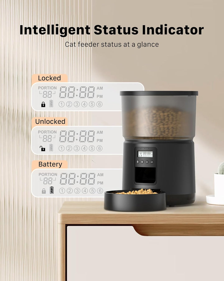 BEMOONY 5L Futterautomat Katze, Katzenfutter Automat mit Programmierbarem Timer, 1-6 Mahlzeiten pro