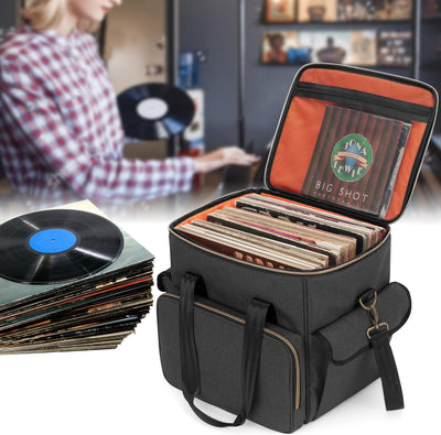 Trunab Rucksack Tasche Schallplatten, Wasserdichtes Nylon Tasche für Vinyl Record LPs Aufbewahrungsb