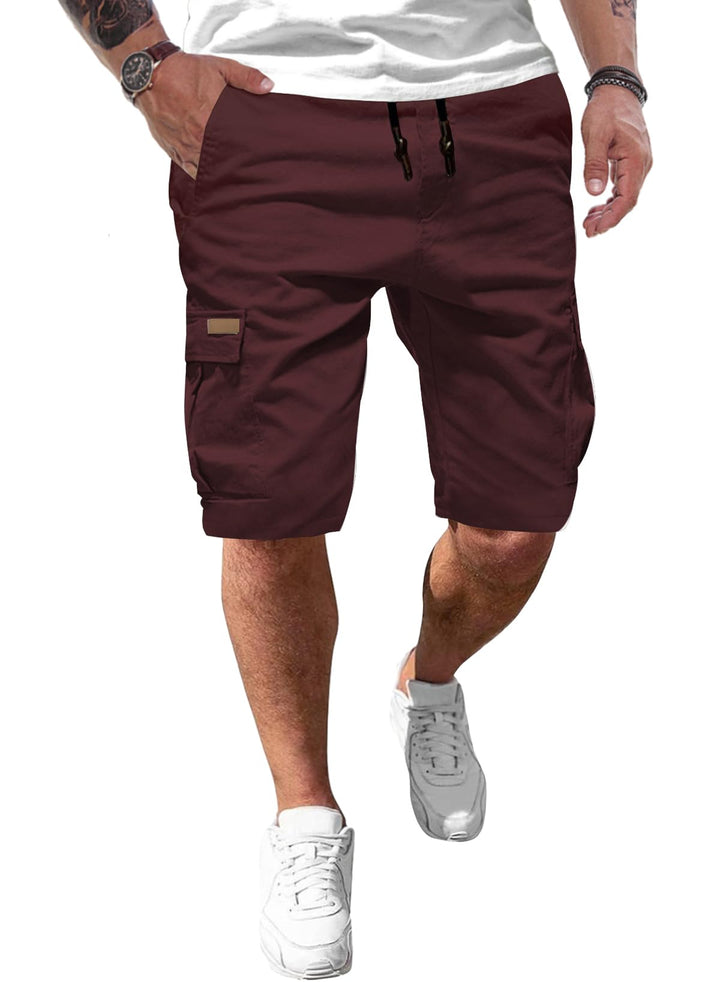 JMIERR Kurze Hosen Herren Baumwolle Cargo Shorts Herren Sommer Freizeithose mit Taschen S Burgundy,