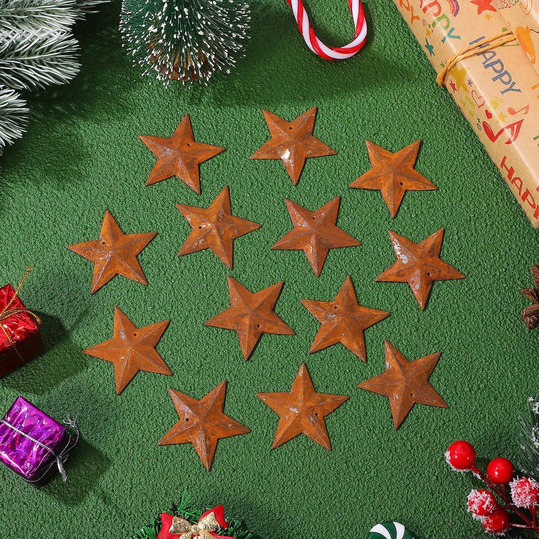Amosfun 30 StüCk Metallsterne Zum Basteln Rostige FüNfzackige Sterne 1.77 Zoll HäNgend Weihnachtsdek