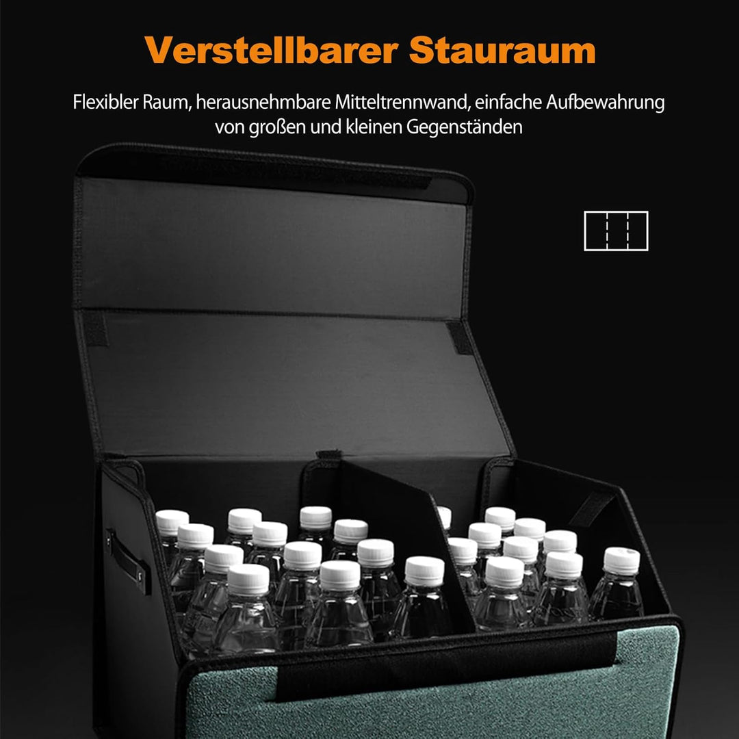 Ergocar Zusammenklappbarer Kofferraum Organizer, PU-Leder und Wildleder Aufbewahrungsbox für Autozub