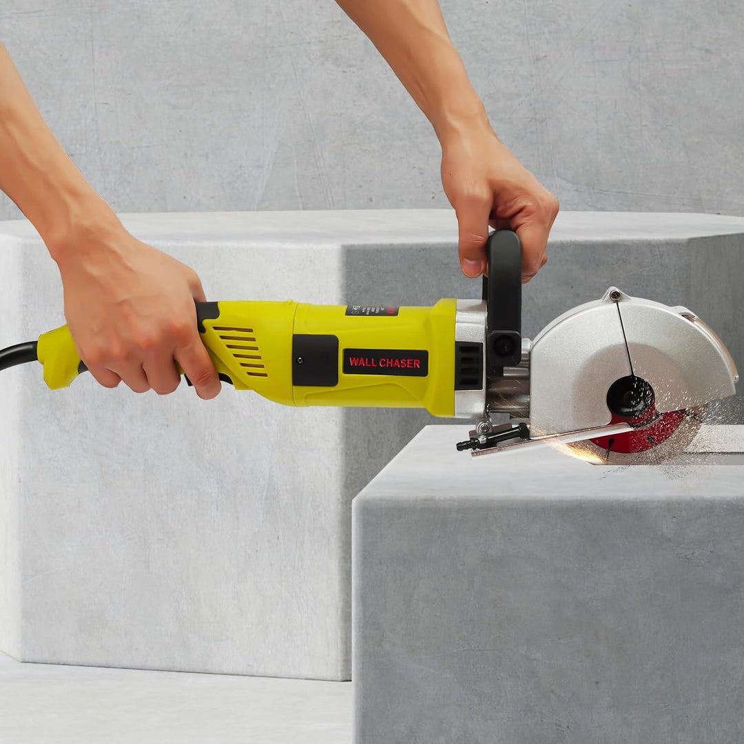 4000W Elektrische Mauernutfräse, Staubfreie Nutenfräsmaschine mit 5 Sägeblatt & 360° Schneiden, Wand