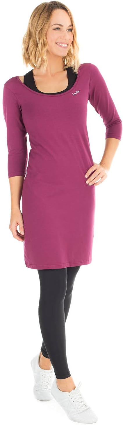 Winshape Damen Zeitloses 3/4-Arm-A-Linien-Minikleid WK2 Street Style Sport Freizeit Minikleid, berry