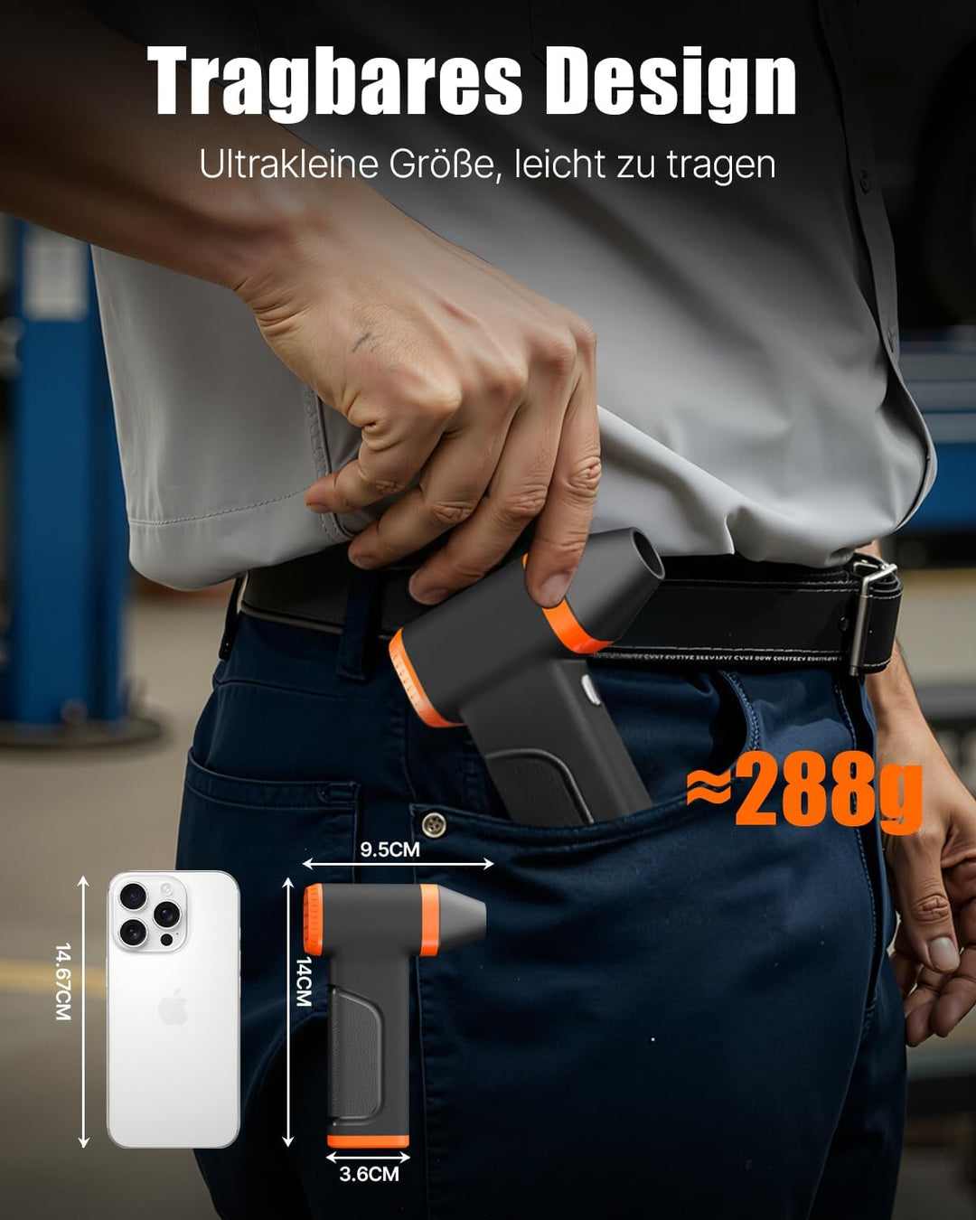 WOWDSGN Elektrischer Staubgebläse Kabellos - Gebläse Akku -130.000 U/min, 4 Geschwindigkeiten, Wiede