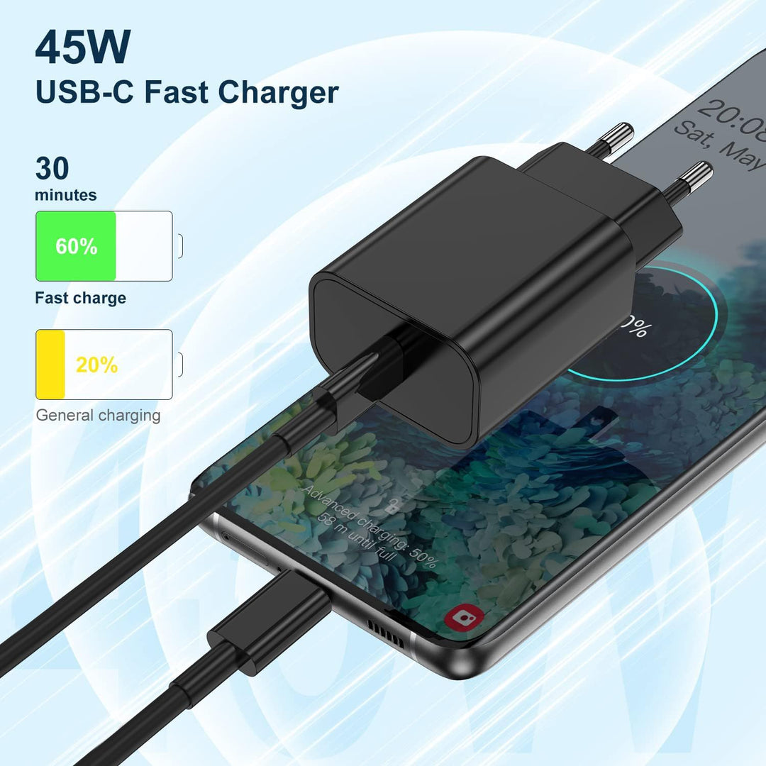 45W Ladegerät USB C Schnellladekabel, Netzteil Adapter mit 2M Typ C Kabel, Super Fast Charger Ladeka