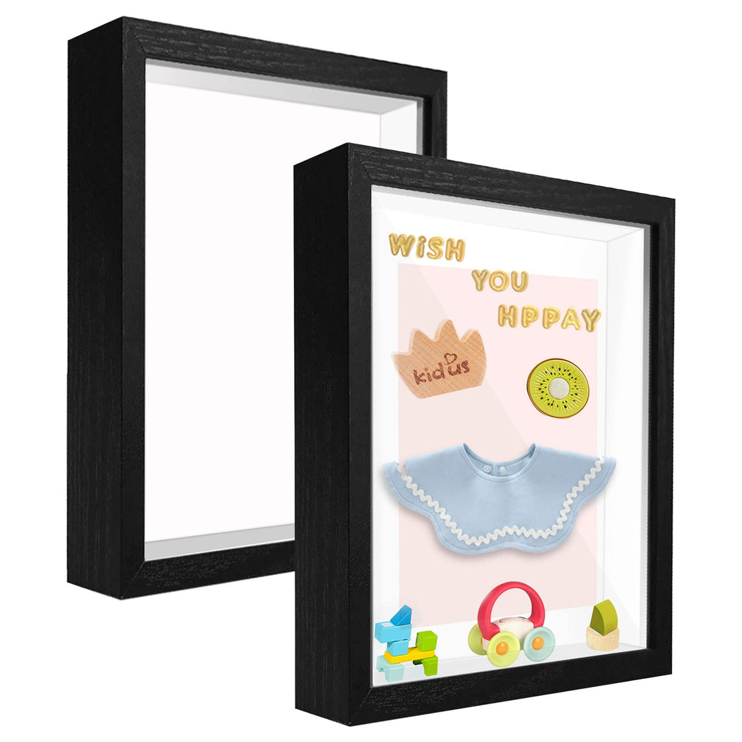 sunmeg 2Pcs 3D Bilderrahmen zum Befüllen 20 x 25cm Bilderrahmen Tief 3D Objektrahmen Hölzern bis 3cm