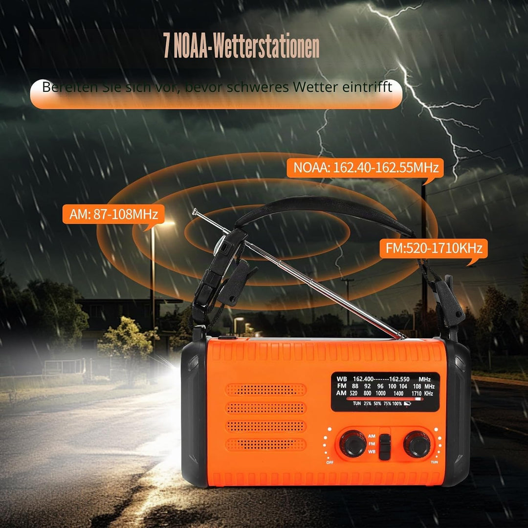 Notfall-Solar-Kurbelradio mit 20.000 mAh, AM/FM NOAA tragbares Wetterradio mit USB-Aufladung, Handy-