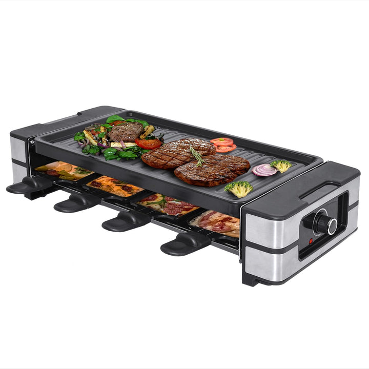 Syntrox 8er 4in1 Raclette Grill| Tischgrill | Pfännchen| 8 Personen, einfache Reinigung, robust und