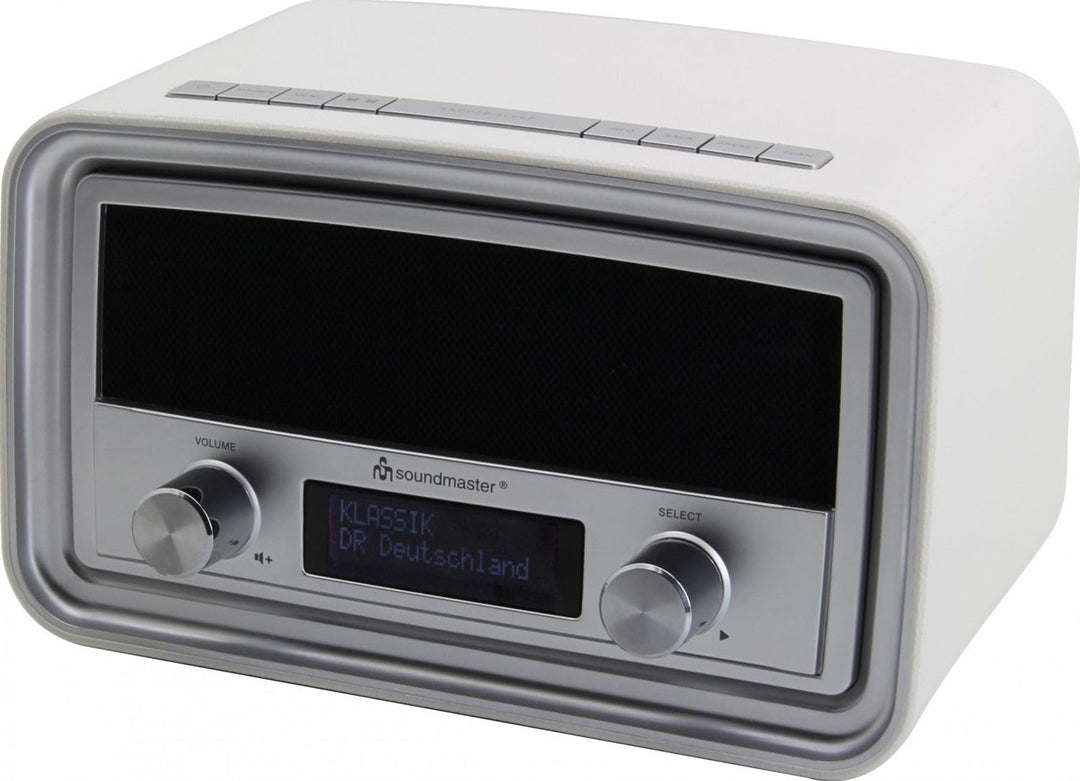 Soundmaster UR190WE DAB+ UKW Retro Radiowecker Uhrenradio mit Wecker, USB Ladebuchse, 2 Weckzeiten,
