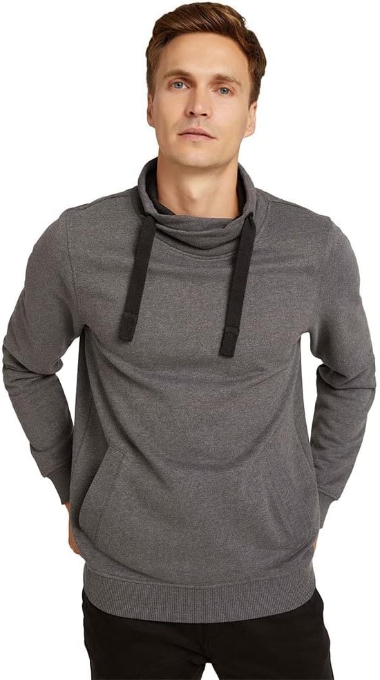 TOM TAILOR Herren Sweatshirt mit Stehkragen S 15704 - Anthracite Melange, S 15704 - Anthracite Melan