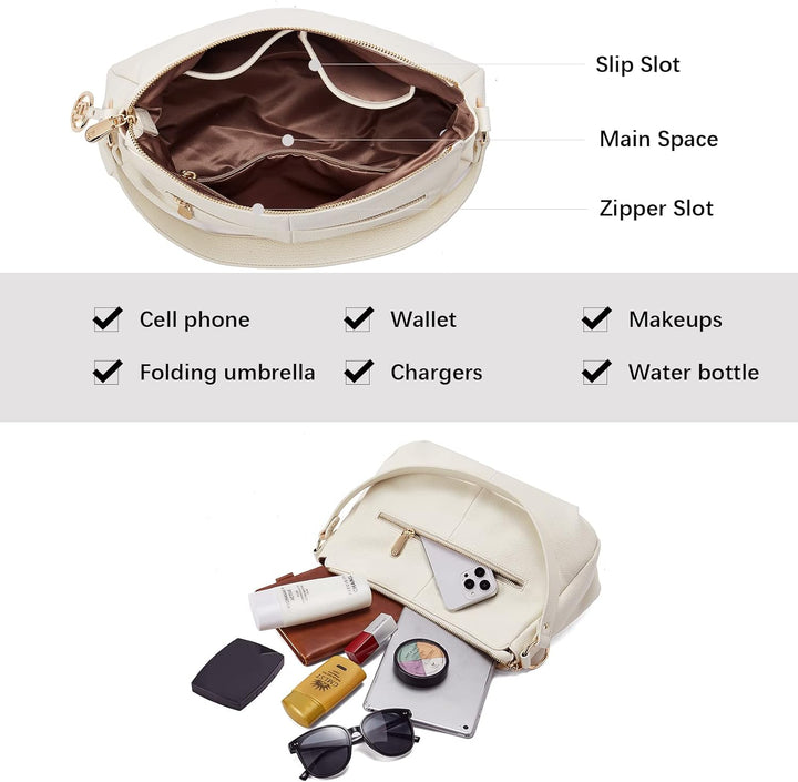 BOSTANTEN Damen Schultertasche, PU Leder Tasche Damen, Hobo Handtasche Mittelgrosse für Frauen Henke
