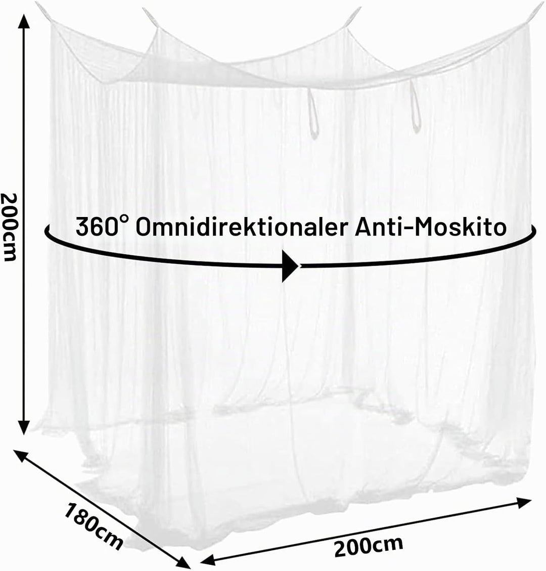 Tragbares Reise-Moskitonetz, 200 x 200 x 180 cm Doppelbett-Moskitonetz, Outdoor-Moskitonetz in Quadr