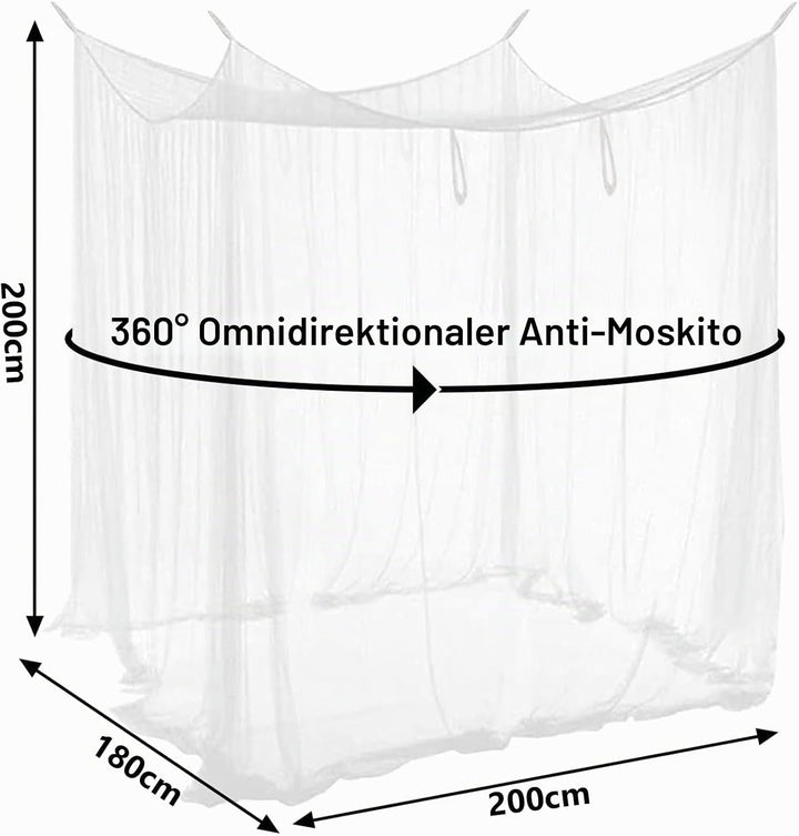 Tragbares Reise-Moskitonetz, 200 x 200 x 180 cm Doppelbett-Moskitonetz, Outdoor-Moskitonetz in Quadr