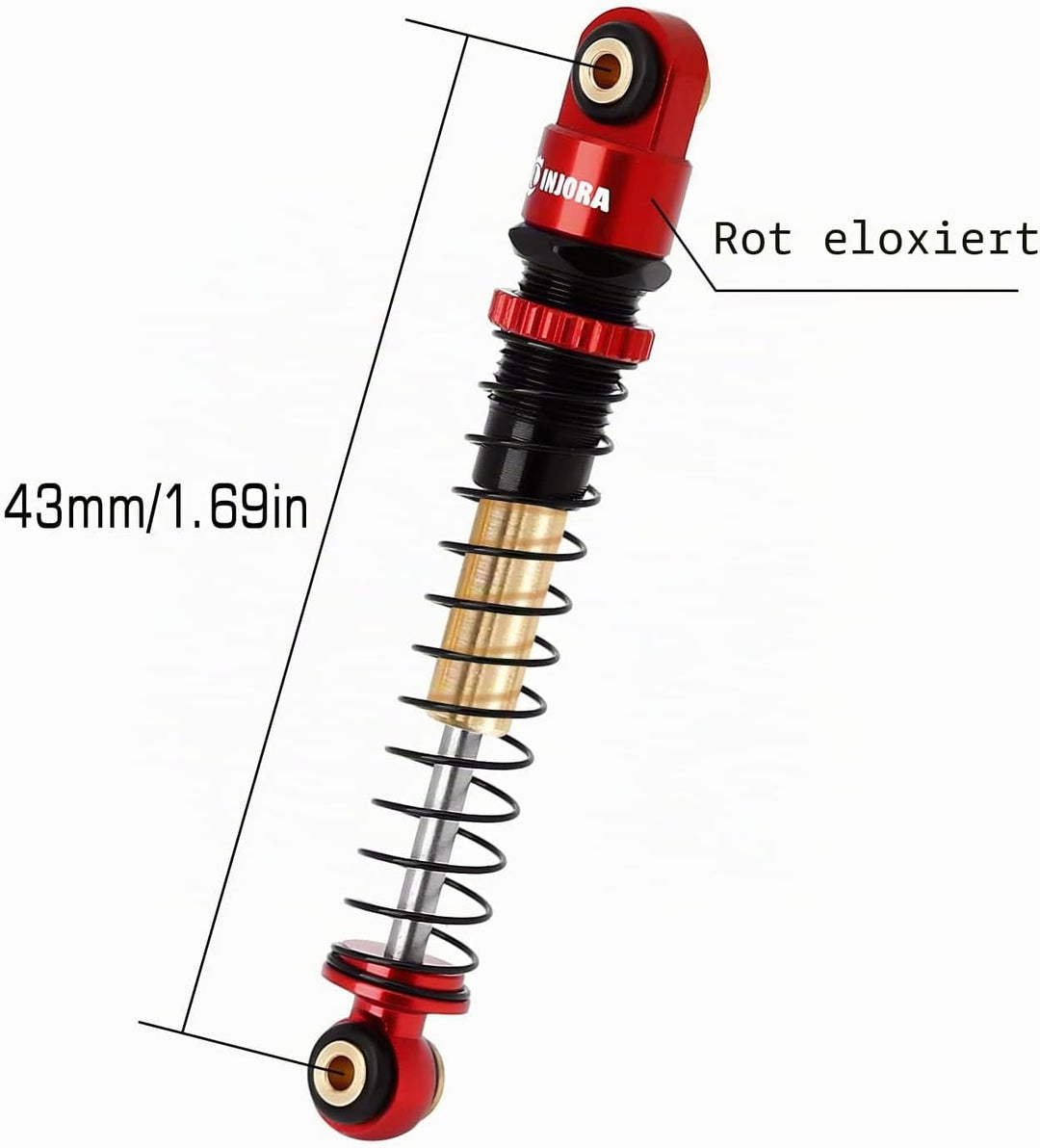 INJORA RC Stossdämpfer 43 mm Gewinde Tele Shocks RC Auto Dämpfer für 1/24 RC Crawler Axial SCX24 AXI