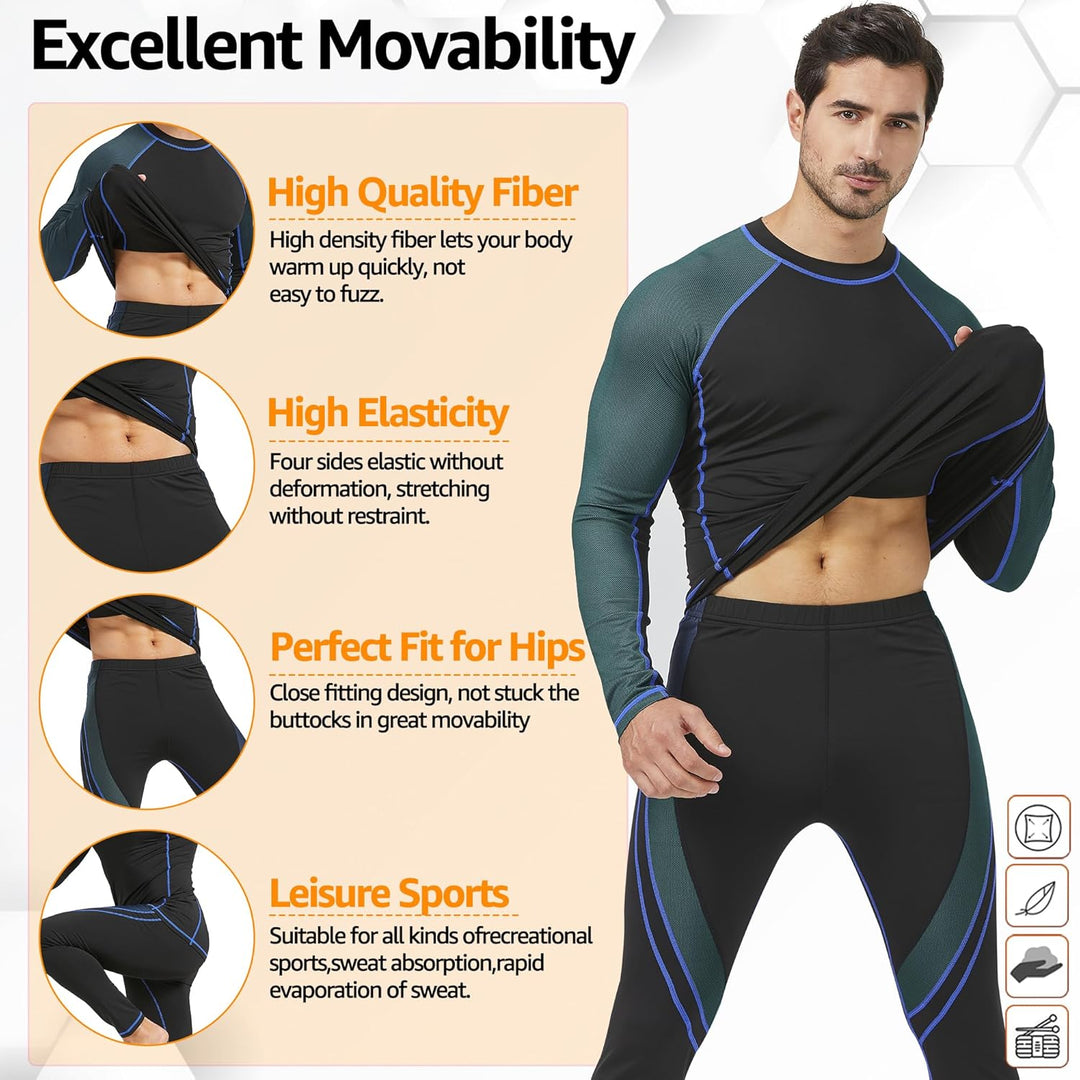 UNIQUEBELLA Thermo Unterwäsche Set, Funktionswäsche Herren Skiunterwäsche Winter Suit Ski Thermo-Unt