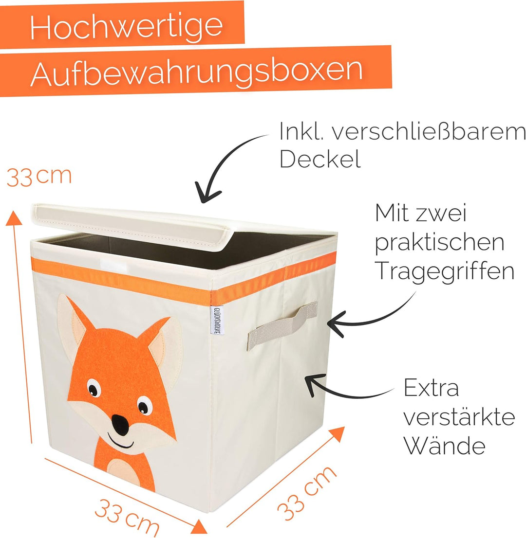 GLÜCKSWOLKE Aufbewahrungsbox Kinder - 15 Motive, Spielzeug Kiste mit Deckel, Spielzeugbox (33x33x33)