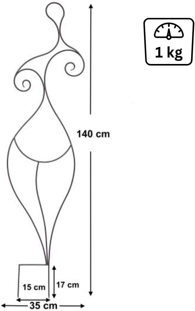 DanDiBo Design Rankhilfe Metall Rankgitter 140 cm Schwarz Frau Lora Kletterhilfe Bodenstecker Blumen