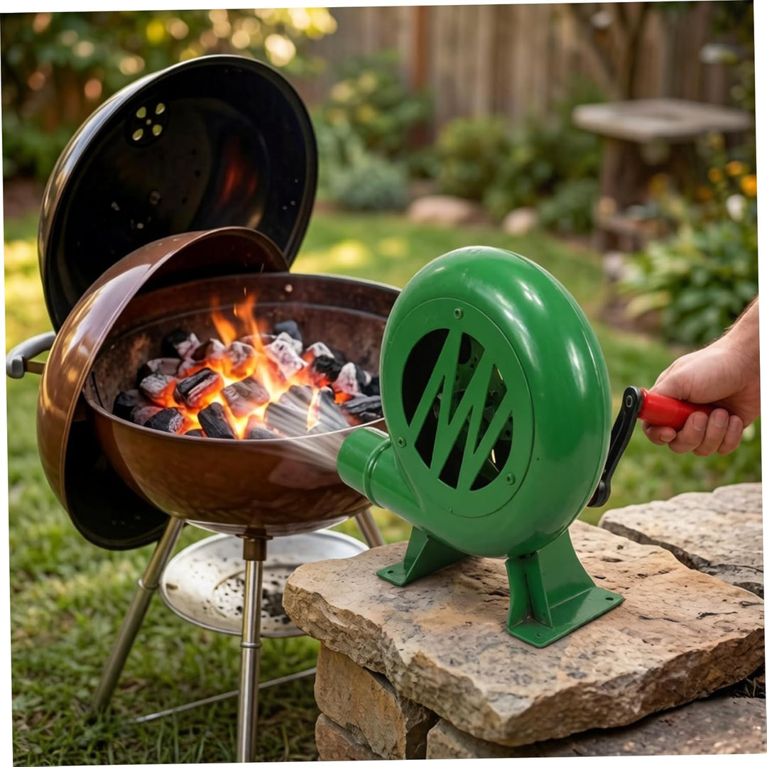Forge Blower BBQ Fan & Fire Blower, 8W Portable Hand Crank for Outdoor Grilling, Fireplace, Forge, C