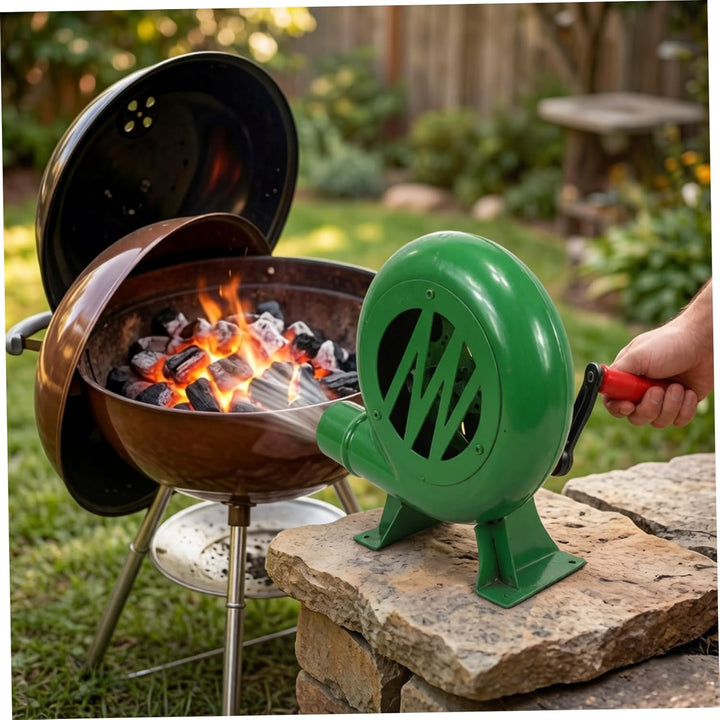 Forge Blower BBQ Fan & Fire Blower, 8W Portable Hand Crank for Outdoor Grilling, Fireplace, Forge, C
