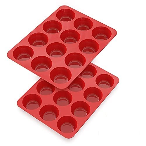 SILIVO Muffinform Silikon für 12 Muffins - 2 Stück Silikon Muffinförmchen, Cupcake Formen, Muffin Ba