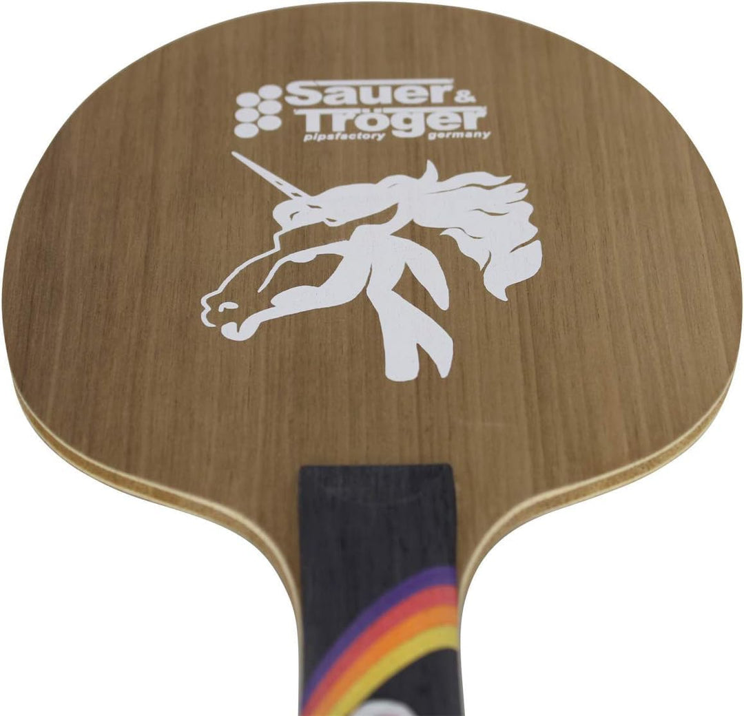 Sauer & Tröger Tischtennis Allround Holz für Noppenspieler | Unicorn | Gerade, Konkav, Gerade