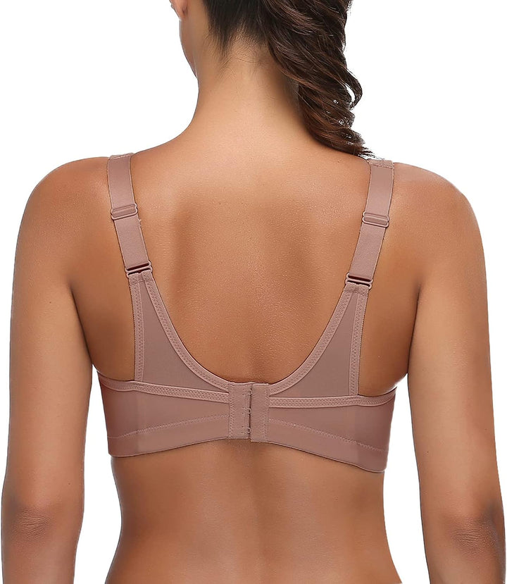 Wingslove Damen Sport BH ohne Bügel Nicht Gepolstert High Impact Bustier Halt Joggen BH 75C Bernstei
