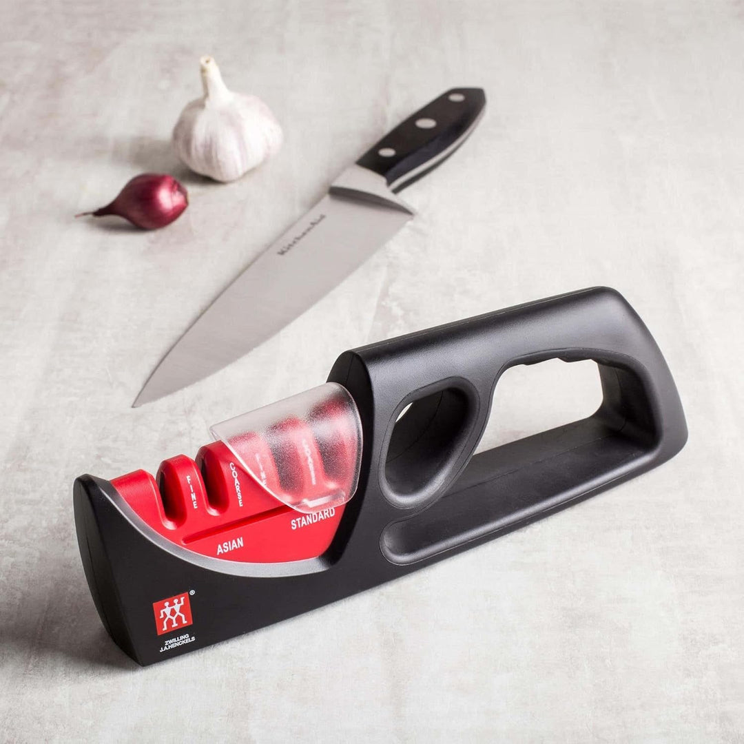 ZWILLING J.A. Henckels Messerschärfer, 4-stufig Messerschärfer zum Durchziehen Edelstahl, Messerschä
