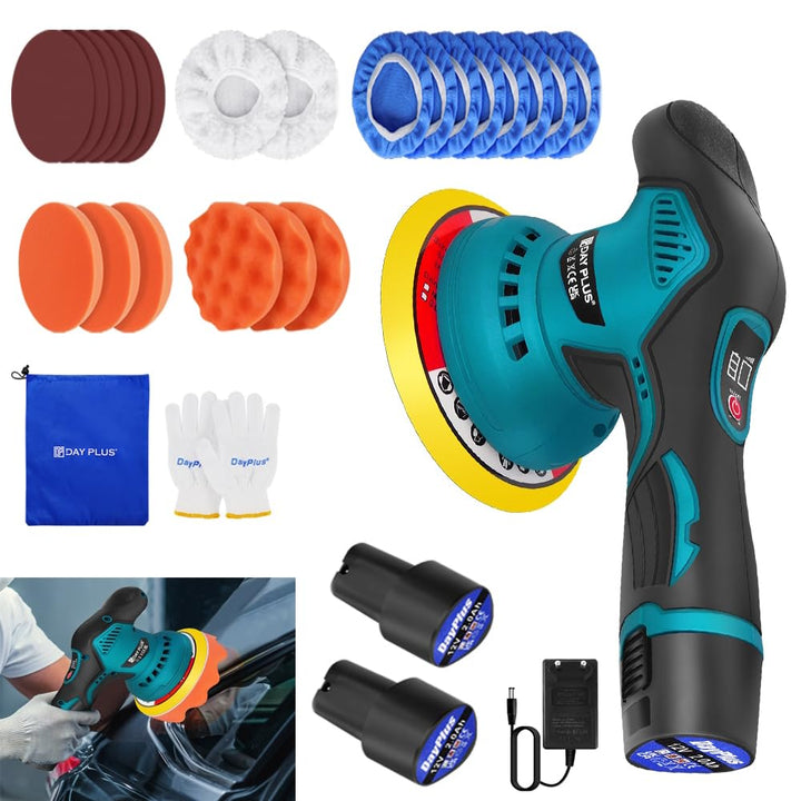 Akku Poliermaschine, Exzenter Poliermaschine, Auto Poliermaschine Set 22pcs, Kabellos Akku Auto Poli