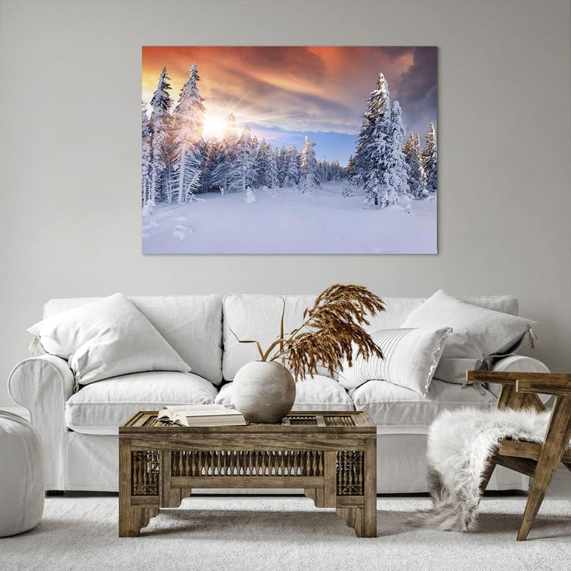 Bilder auf Leinwand 100x70cm Leinwandbild Abenteuer alpen winter schnee Gross Wanddeko Bild Schlafzi