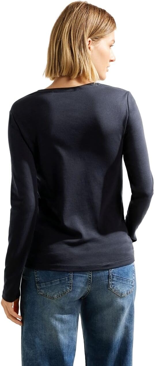 Cecil Damen Style Pia Langarmshirt XS Night Sky Blue, XS Night Sky Blue