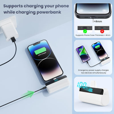 Feob Mini Powerbank für iPhone 5200mAh, 20W PD Schnelles Aufladen Power Bank Klein Ultrakompakter mi