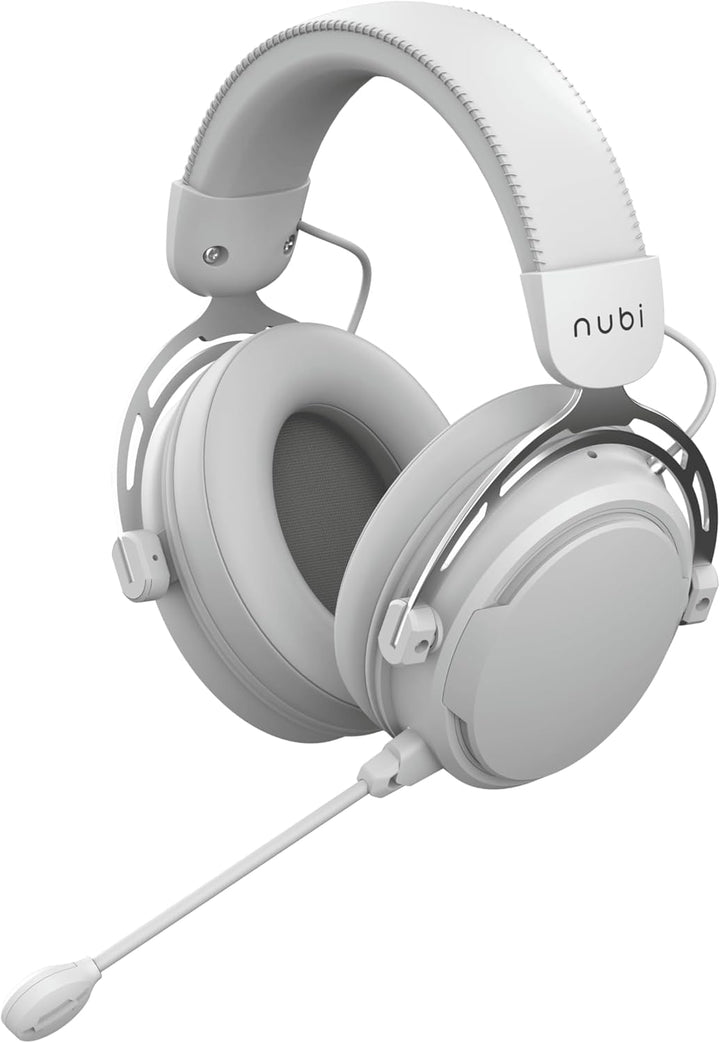 Nubi NH1 Pro White - Kabelloses Gaming-Headset mit Mikrofon (Bluetooth, 2,4 GHz und USB)