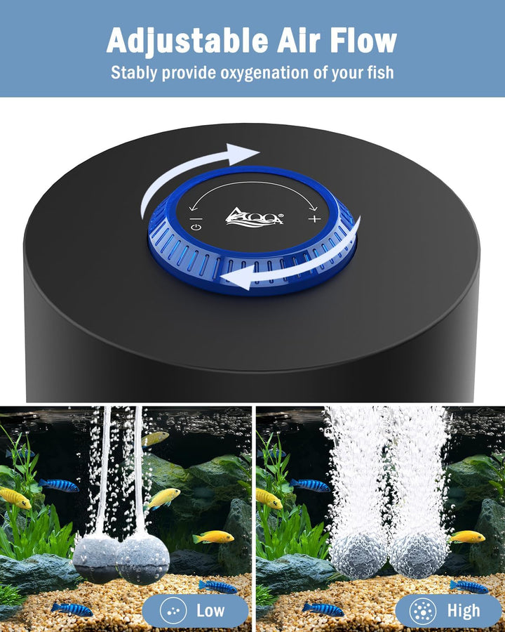 AQQA Aquarium Luftpumpe, 360L/H Sauerstoffpumpe Aquarium- Ausreichend Sauerstoffzufuhr, Ultra-leiser