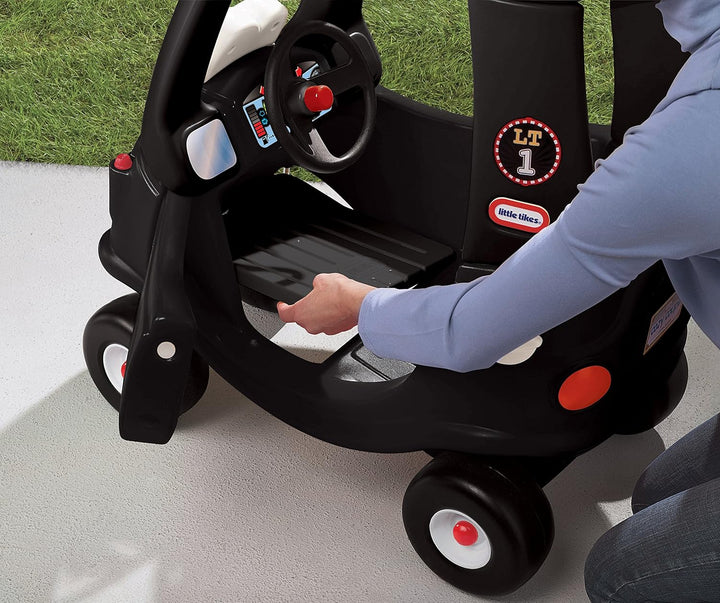 little tikes Taxi Schwarz Cozy Coupe Rutschspiel mit Hupe, das wirklich funktioniert, Einschaltschal