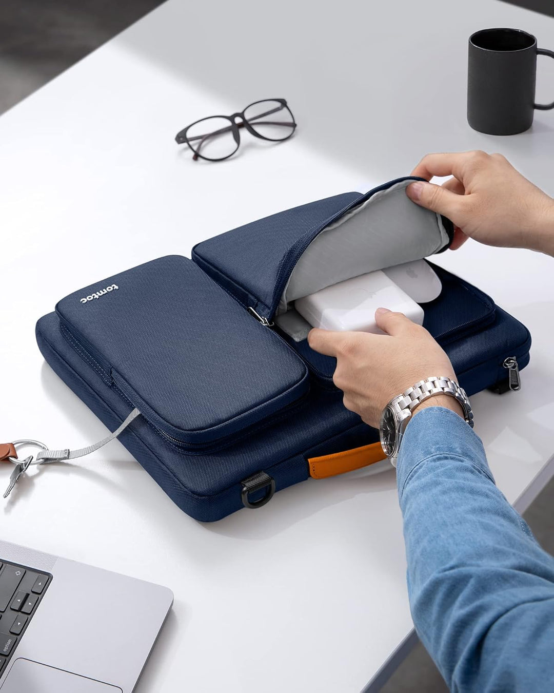 tomtoc 360° Tasche Hülle für 15-Zoll Neu MacBook Air M2 A2941 2023, 15" Microsoft Surface Laptop 5/4