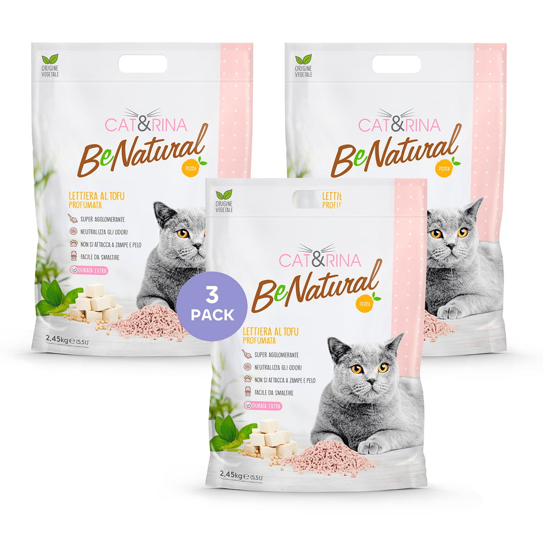 Cat&Rina BeNatural Tofu Katzenstreu, 5,5 l, klumpend und pflanzlich, für bis zu 30 Tage Nutzung, Ent