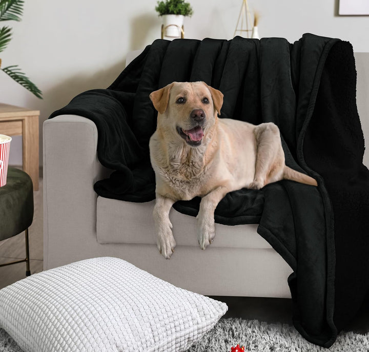 Utopia Bedding Sherpa Decke [Schwarz, 228x228 cm] - 480GSM Thick Warm Plüsch Fleece Wendedecke für B