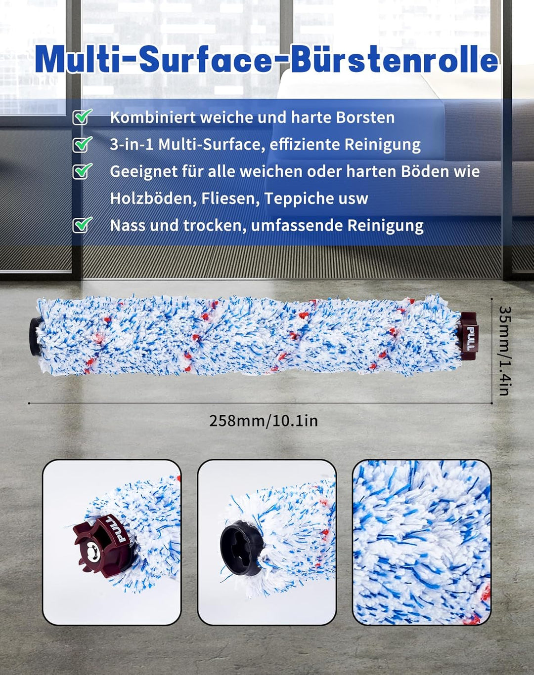 LAOYE Bürstenrolle Filter Zubehör Kompatibel für Bissell Crosswave 3-In-1,1 Mehrzweckbürste + 1 Tepp