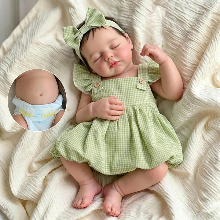 Zero pam Reborn Baby Vollsilikon Lebensecht Mädchen Augen Geschlossen, 50CM Silikon Baby Mädchen, Ec