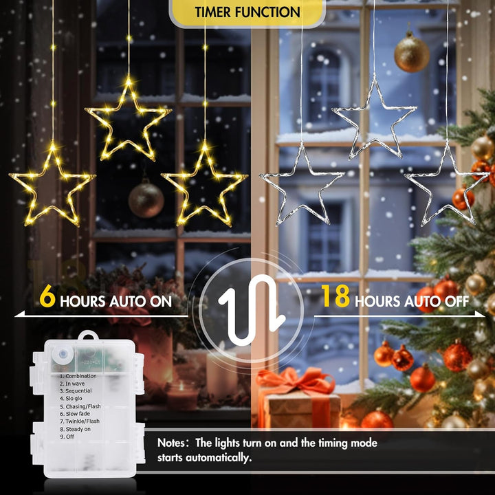 GlobaLink 3er Weihnachtsstern Beleuchtung, LED Weihnachten Fensterdeko Batteriebetrieben mit Timer u