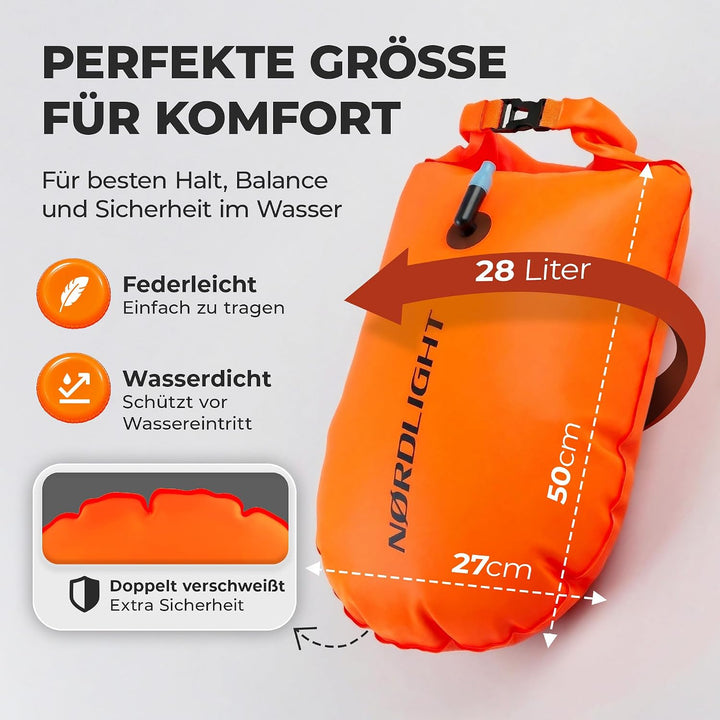 Nordlight Schwimmboje - Dry Bag Schwimmhilfe Erwachsene wasserdichte Tasche, Aufblasbarer wasserfest