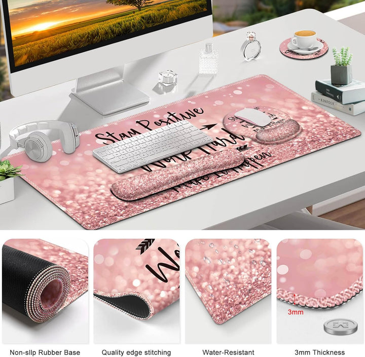 ToLuLu Tischmatte, XXL grosses Mauspad Handgelenkstützen-Set, 4 in1 Gaming-Mauspad Tischpad + ergono