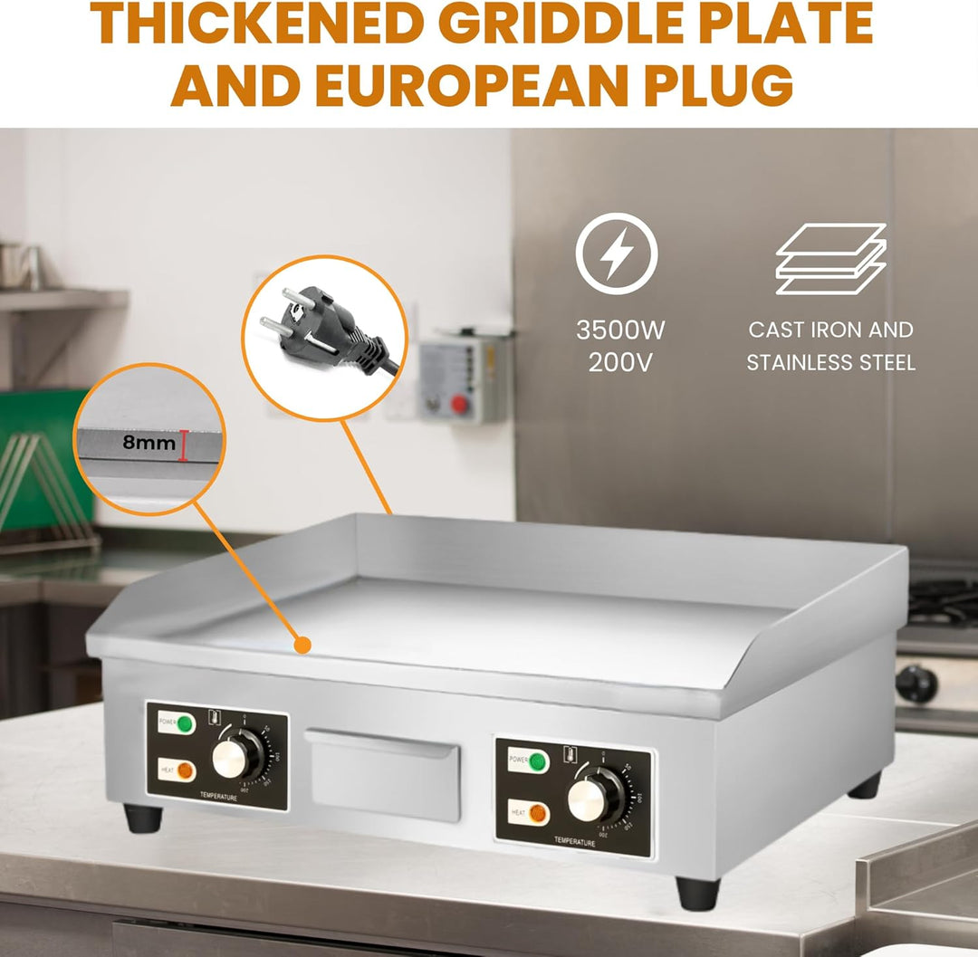 Elektrische Küchenplatte, professionelle Grillplatte 66 x 44 cm, kommerzielle Grillplatte aus Edelst