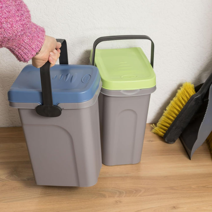 2x 7 Liter Windeleimer Geruchsdicht Blau und Grün, Biomülleimer Küche, Bio Mülleimer Klein verschlie