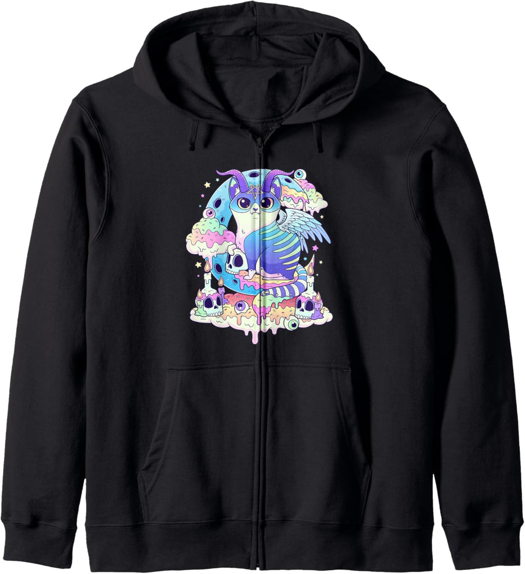 Kawaii Pastell Goth Niedliche und unheimliche dämonische Kapuzenjacke