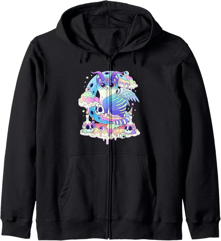 Kawaii Pastell Goth Niedliche und unheimliche dämonische Kapuzenjacke